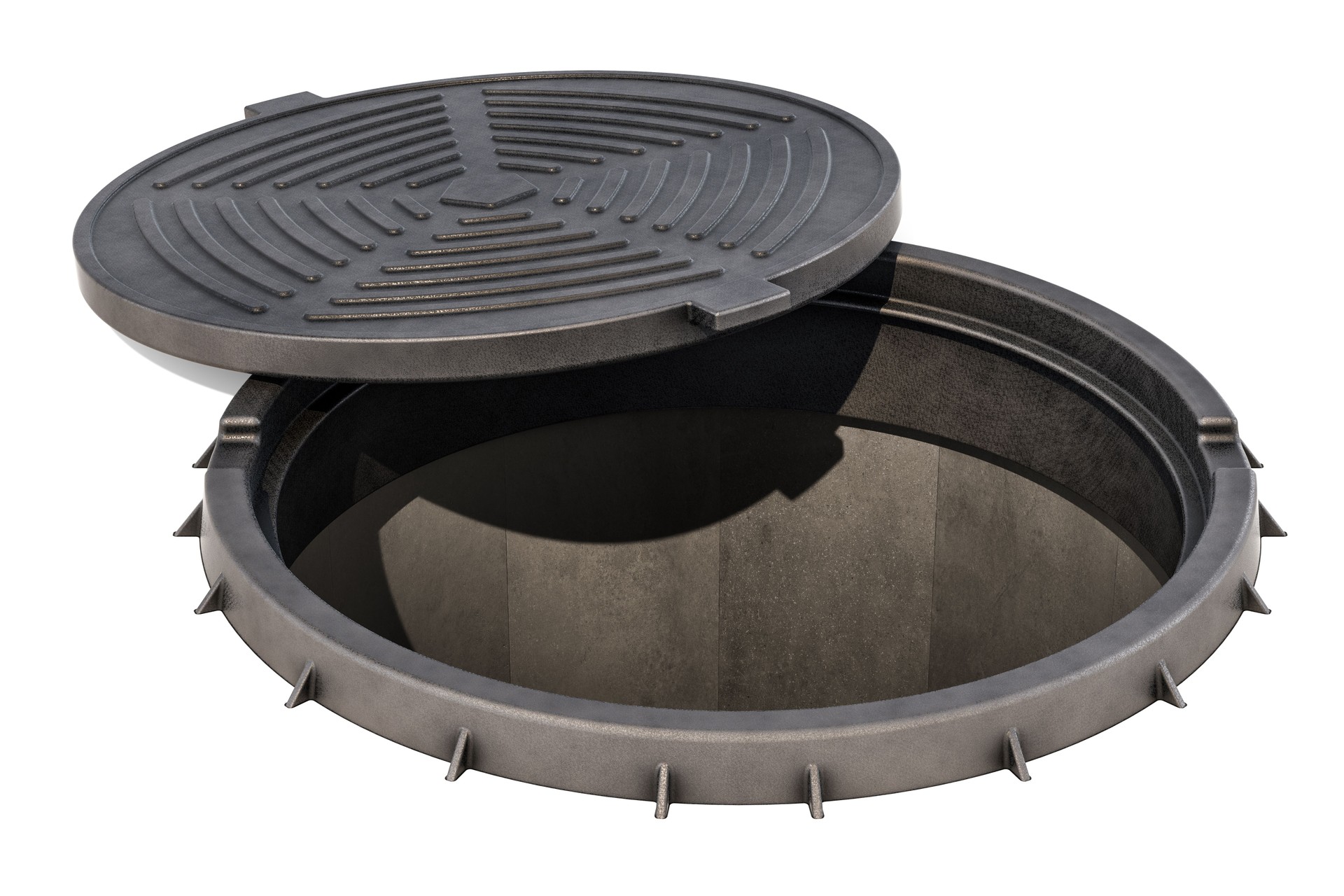 Opened Manhole, 3D rendering isolated on white background