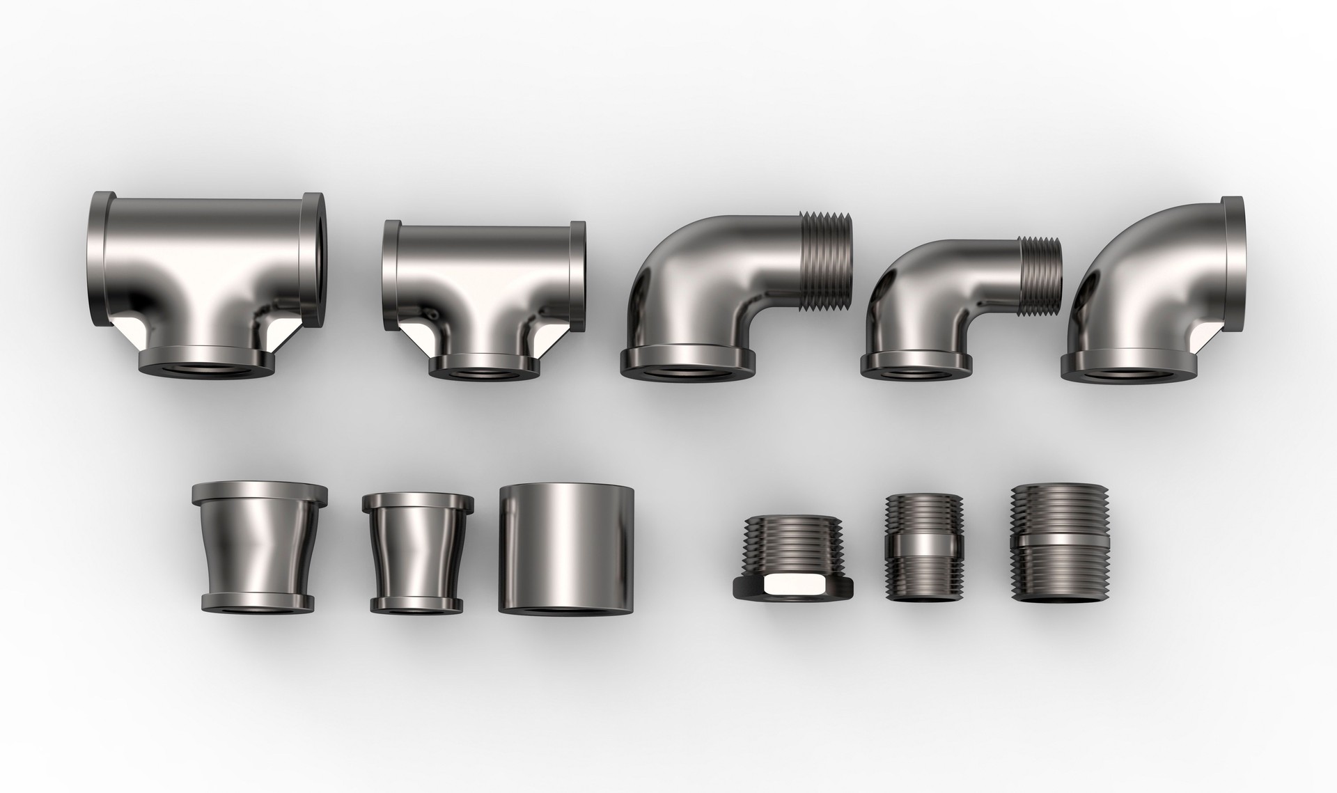 metal pipe fitting isolated on a white background